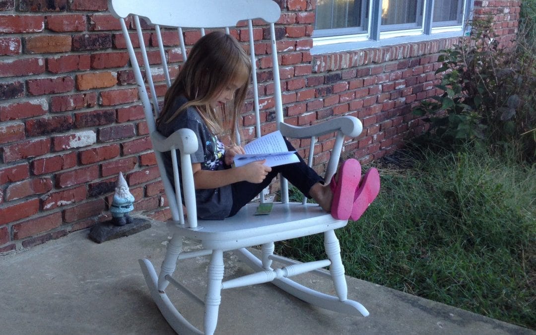 Reading on the porch