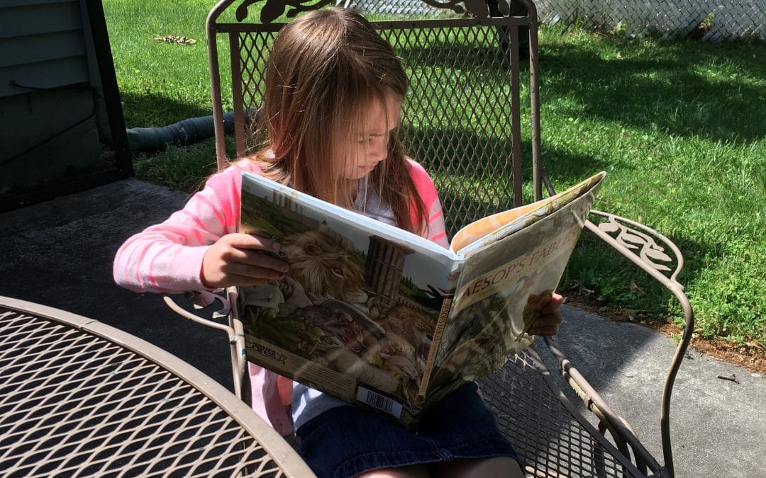 Reading on the patio